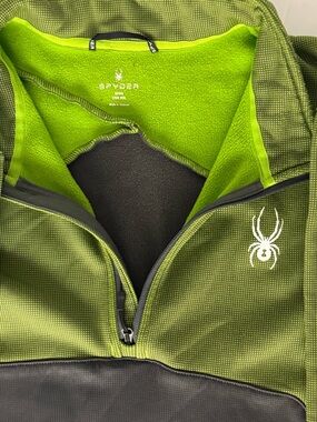 Spyder 1/4 Zip Pullover Mens XXL Green Fleece Lined Athletic Jacket